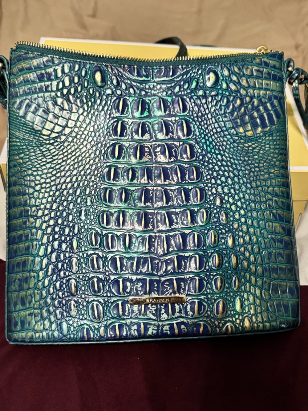 Brahmin Dragon Croc-Embossed Crossbody Bag